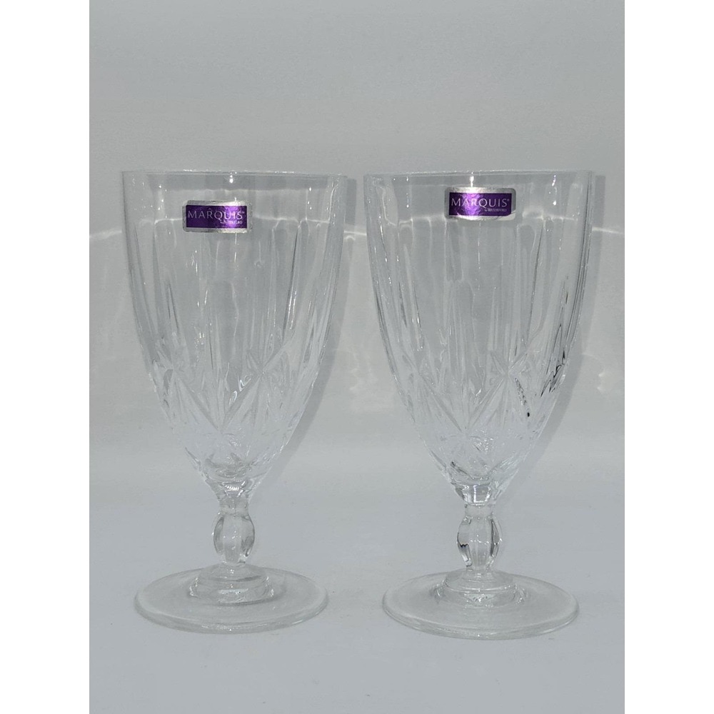Marquis by Waterford Crystal Wine Glasses Pair New with Stickers Elegant